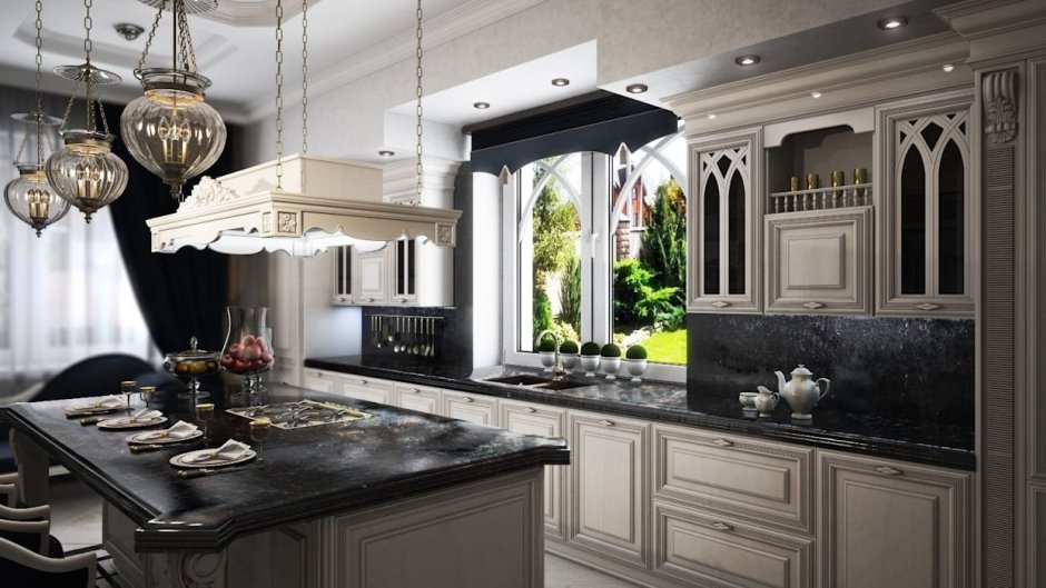 Готический стиль в интерьере кухни