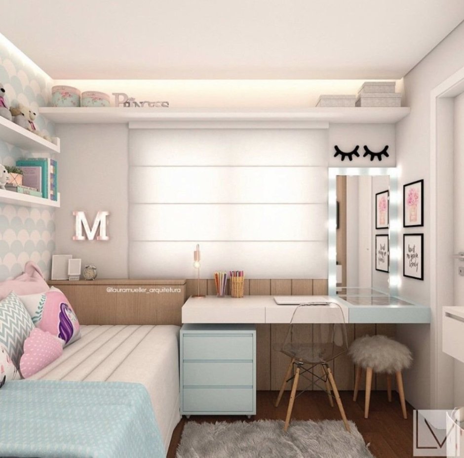 Комната для подростка девочки прямоугольная