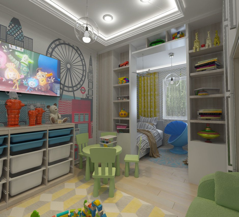 Зонирование игровой зоны в детской комнате