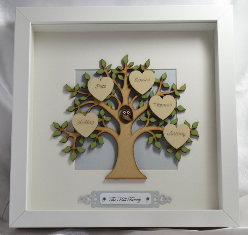 Декор на стену дерево с фоторамками