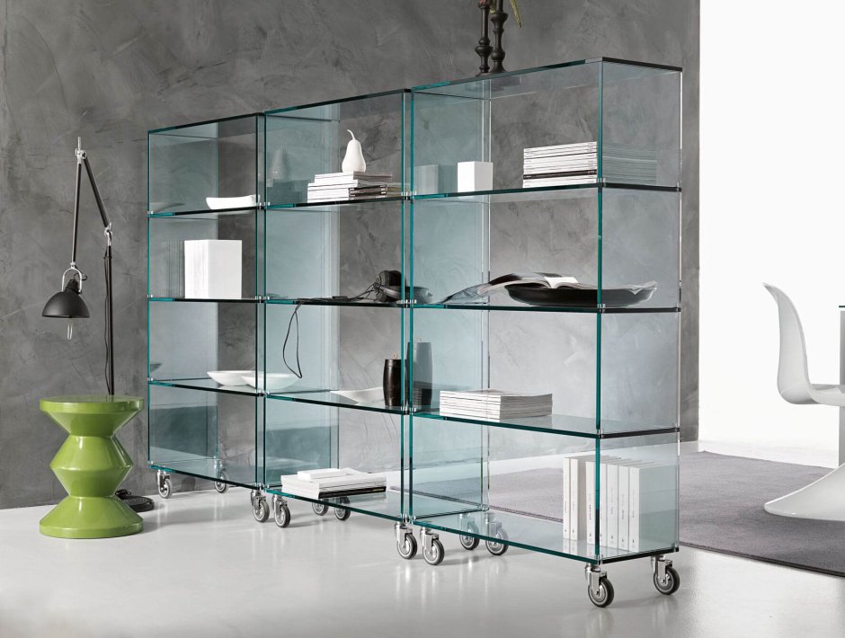 Стеллаж стеклянные полки