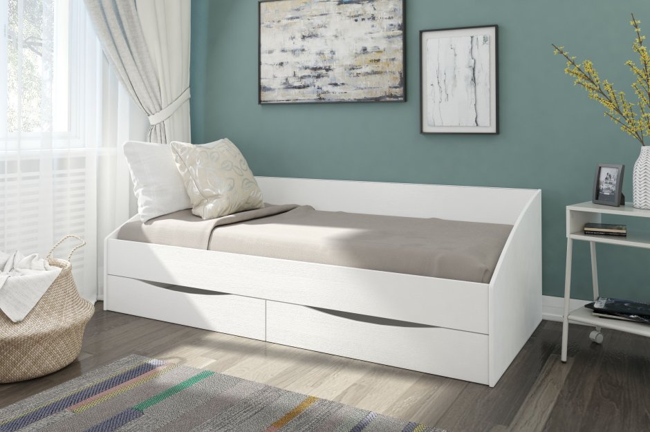 Кровать железная односпальная белая