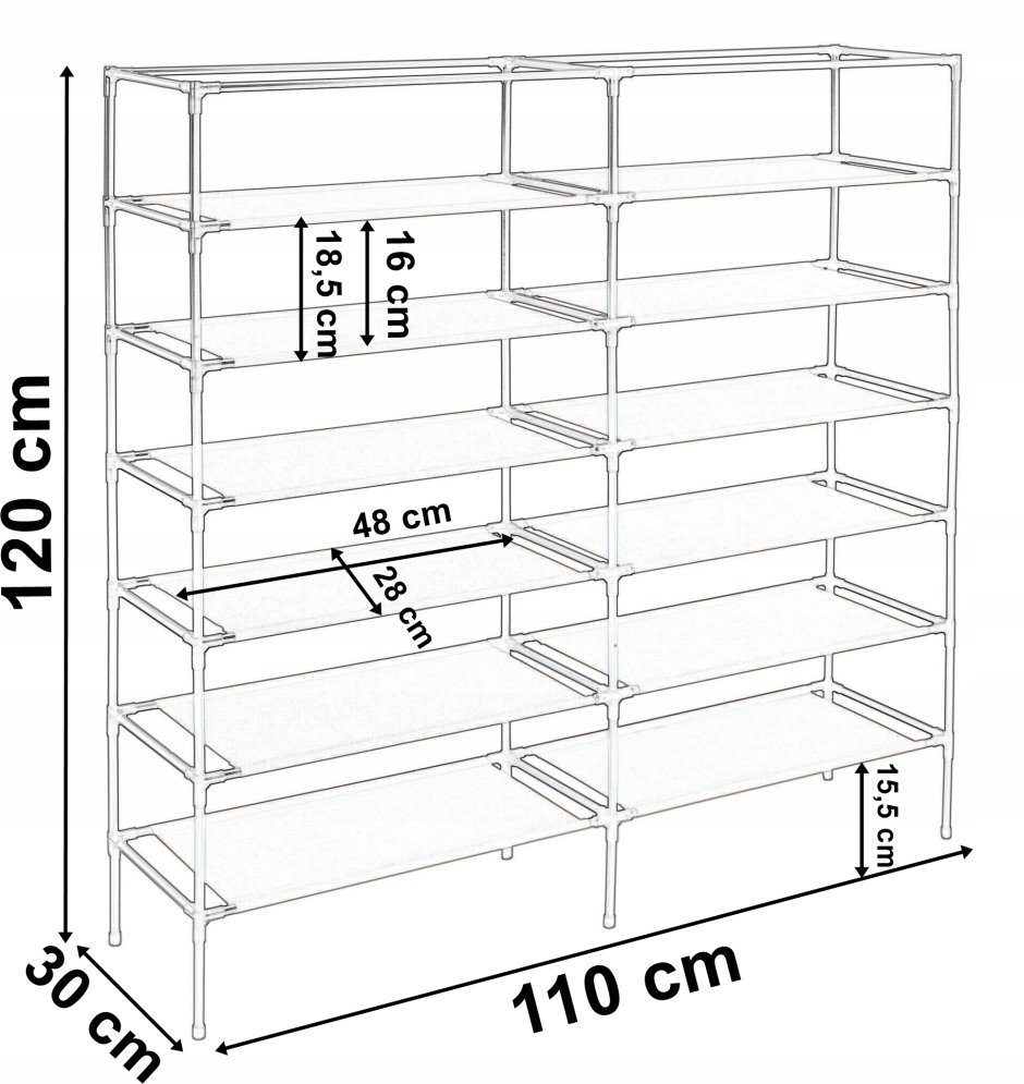 Высота полок под обувь