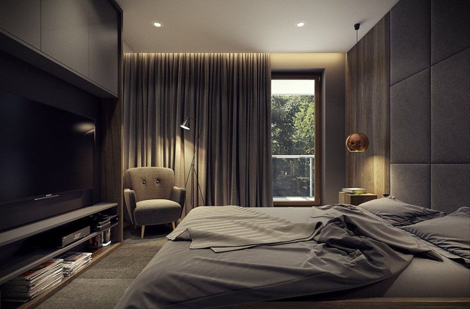 Шторы в мужскую спальню