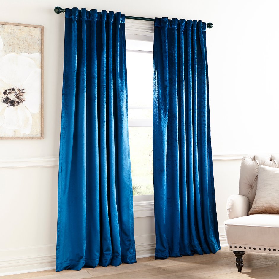Шторы из бархата синие светло