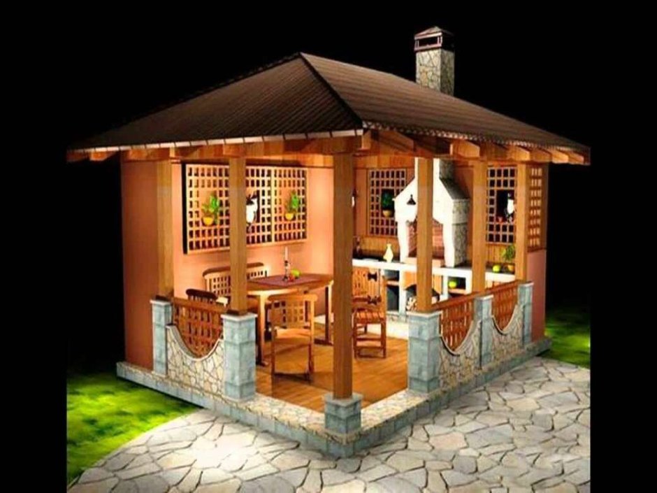 Беседка в стиле барнхаус