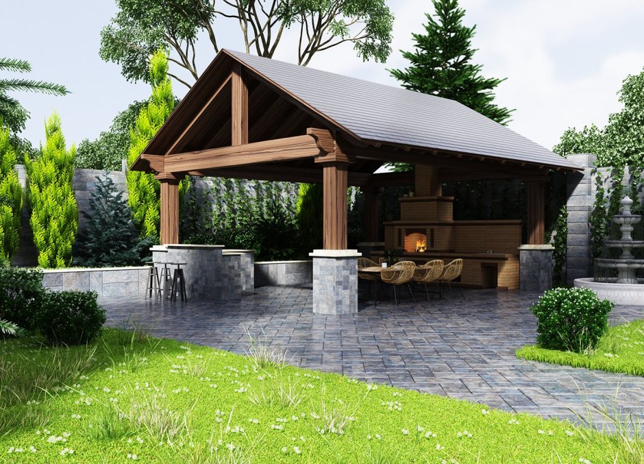 Беседка с мангальной зоной
