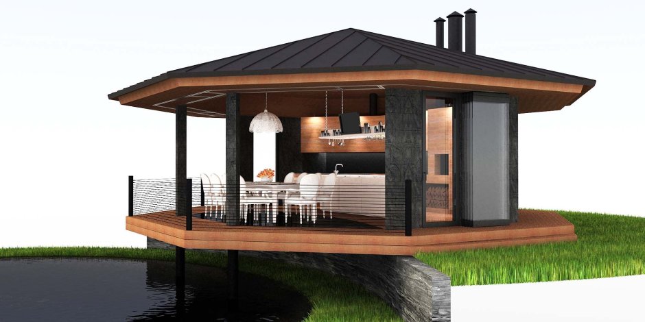 Беседка закрытая с патио