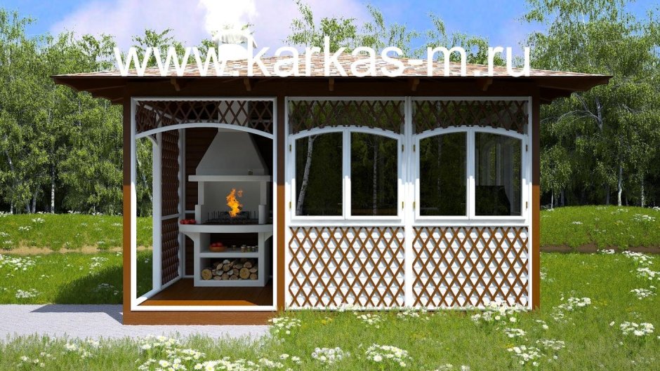 Беседка с камином