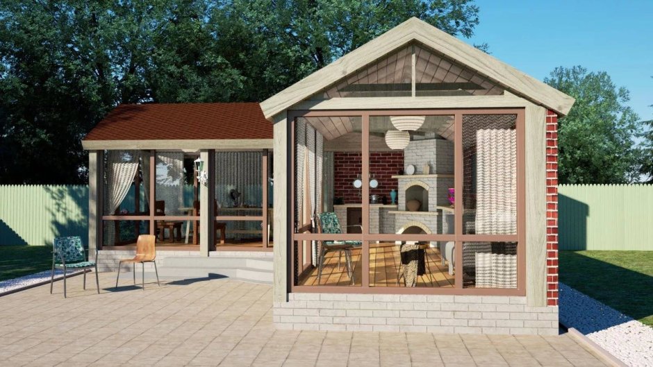 Беседка с барбекю и мангалом 5х4