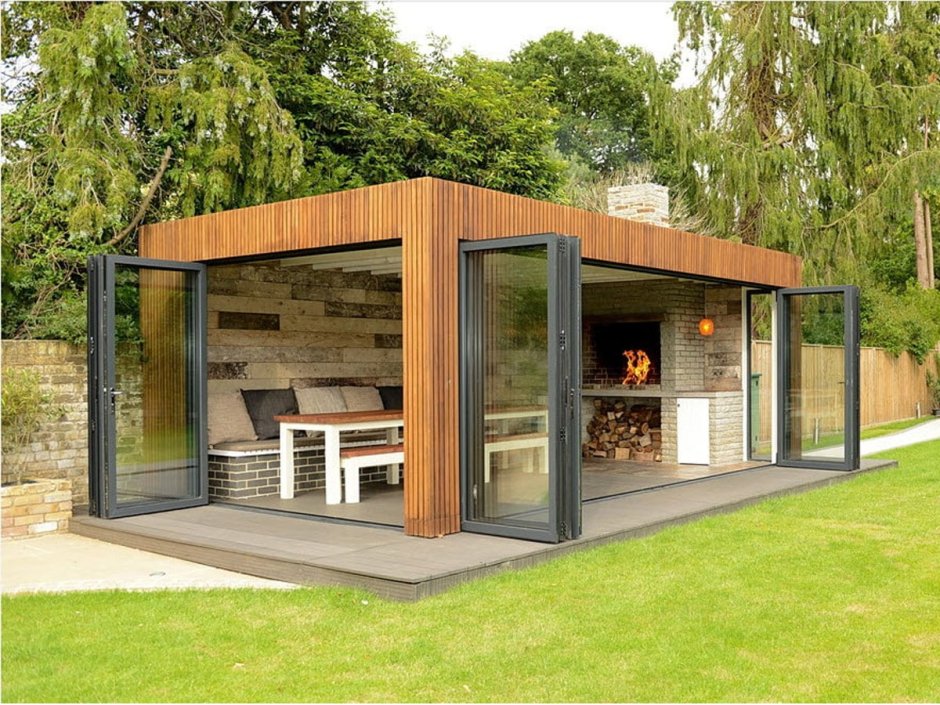 Беседка в стиле лофт с мангальной зоной