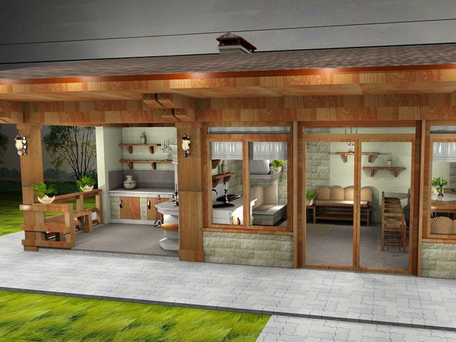 Современный домик для барбекю