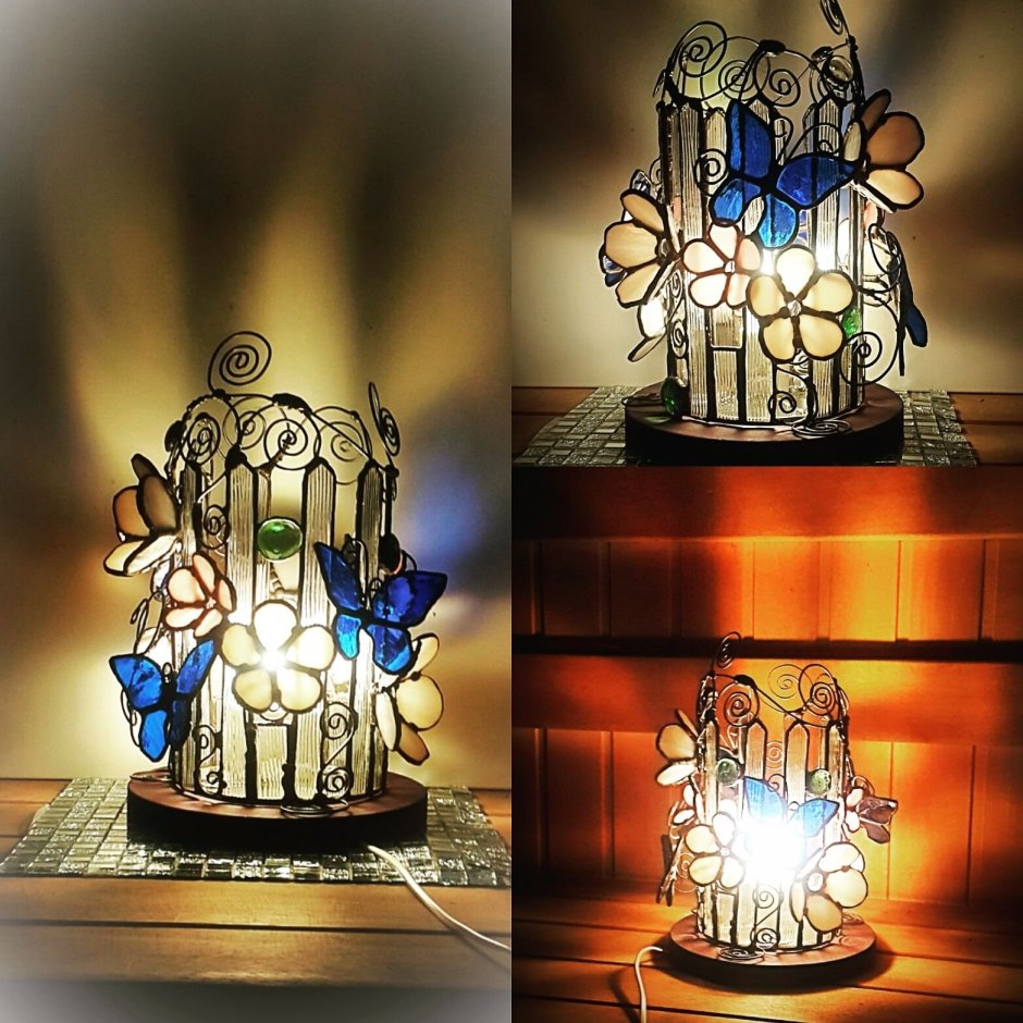Витражная лампа дерево