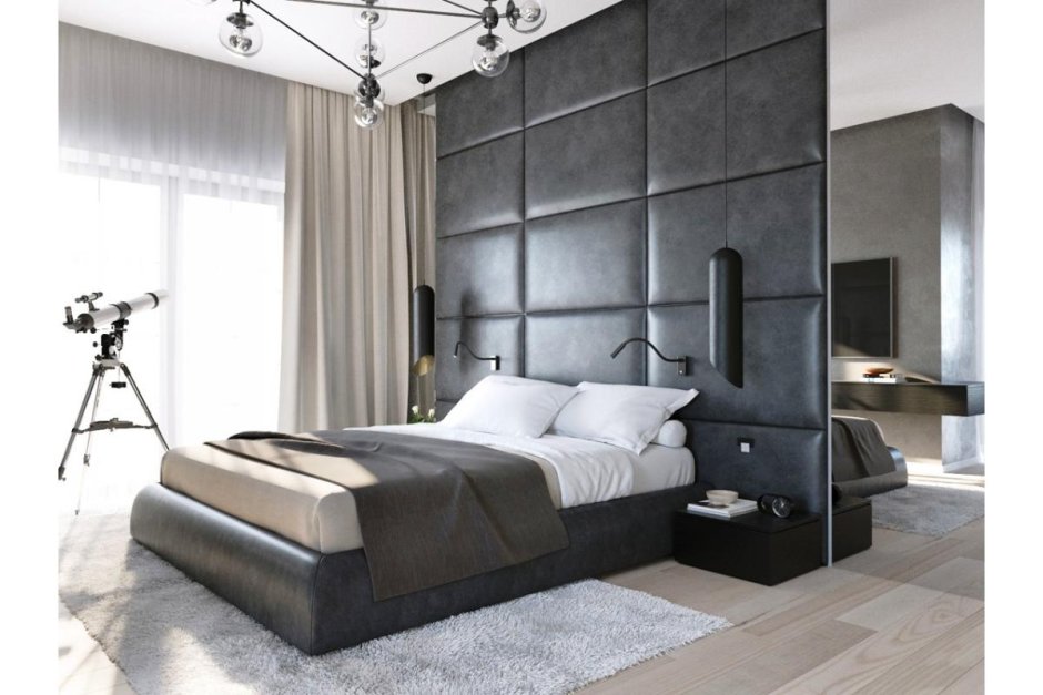 Мягкие панели в интерьере спальни