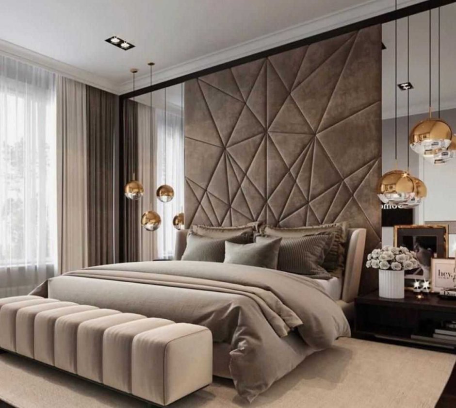 Кровать с каретной стяжкой в интерьере