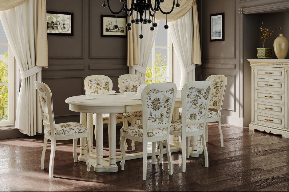 Деревянные столы и стулья для кухни