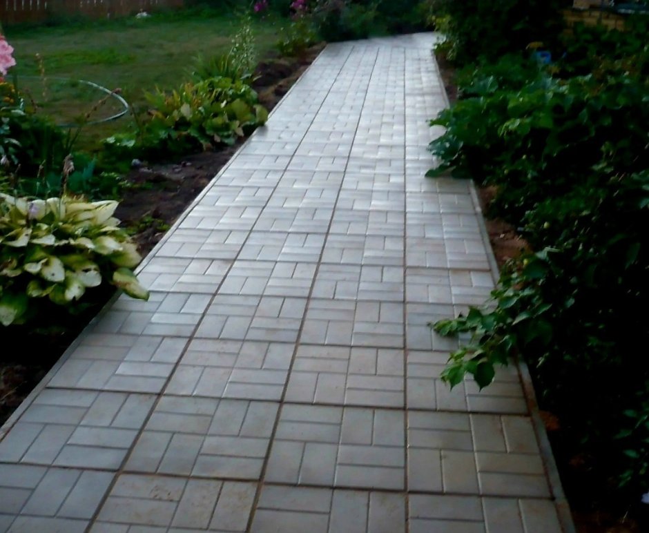 Огород с бетонными дорожками