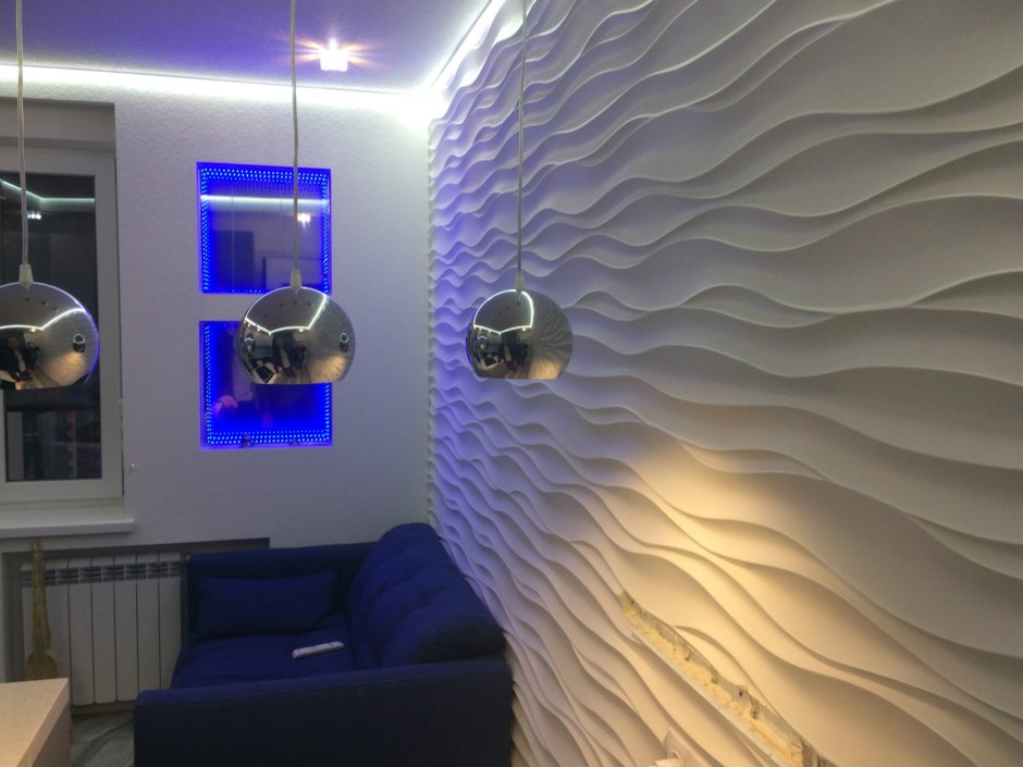 Гипсокартон волнами на стене