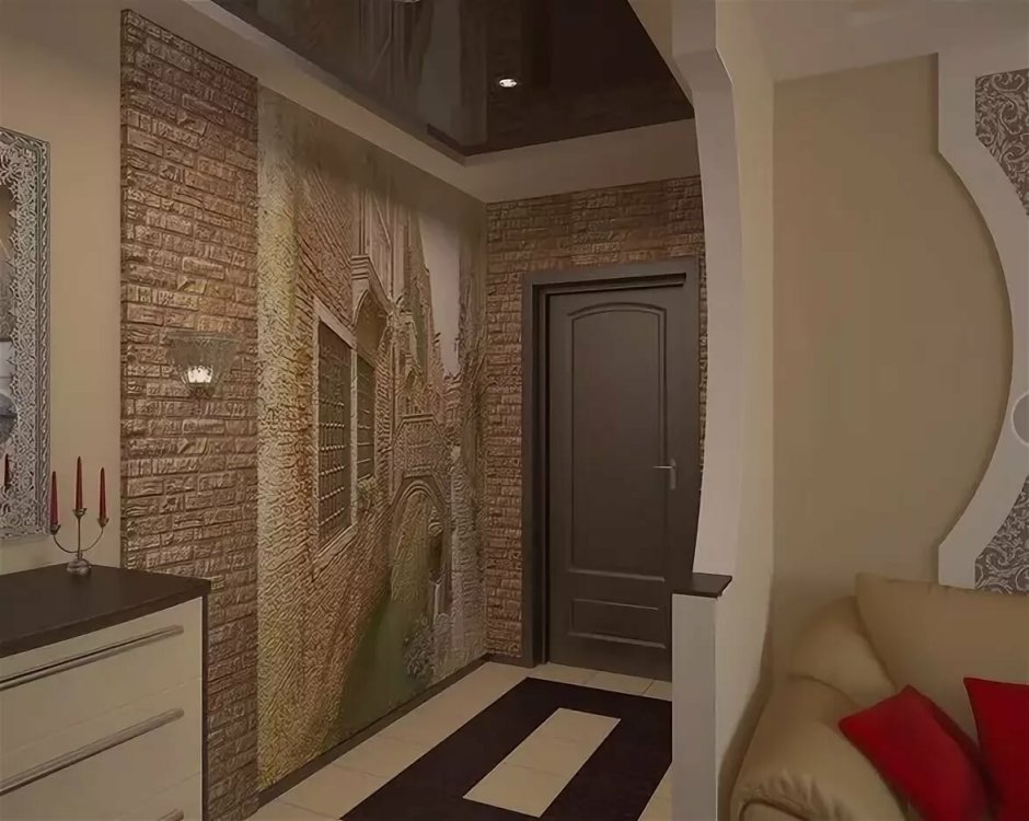 Отделка камнем прихожей