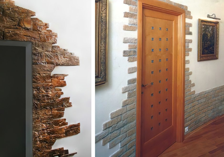 Декоративный камень в прихожей