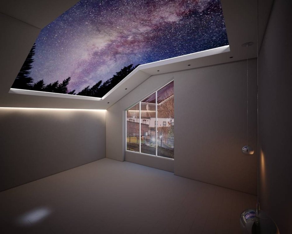 Натяжной потолок в монсарду