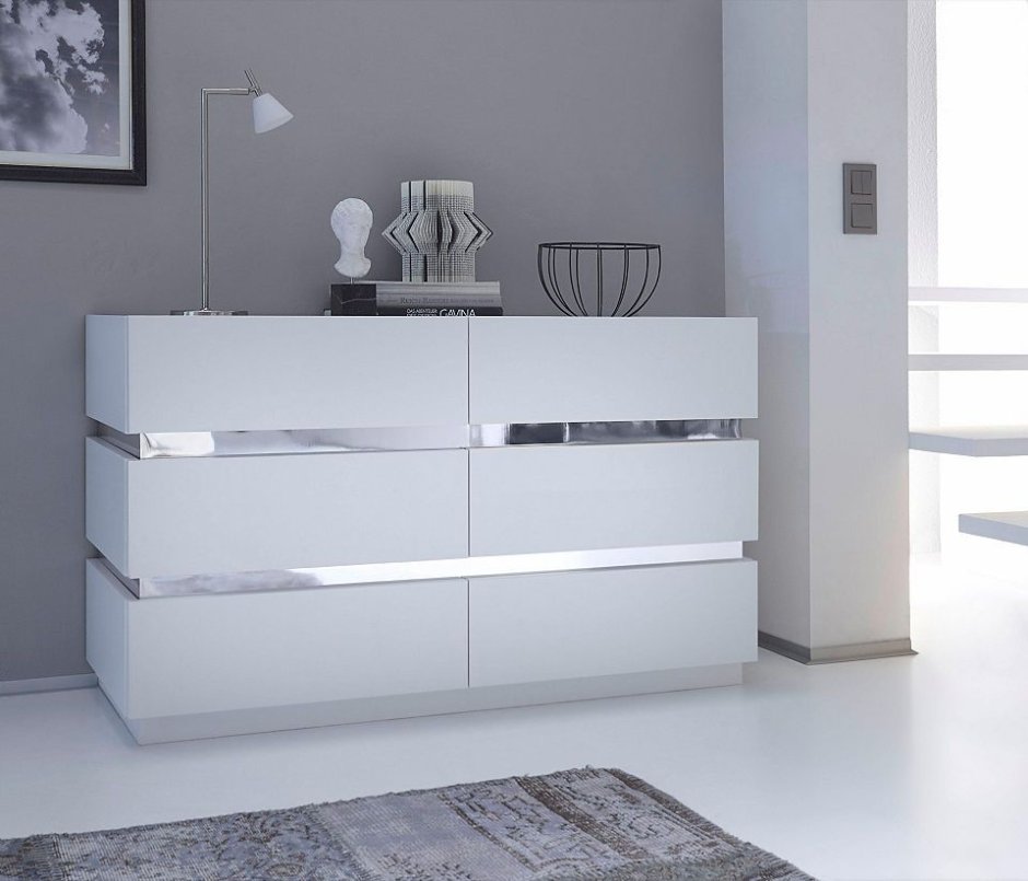 Комод Пайн белый глянец