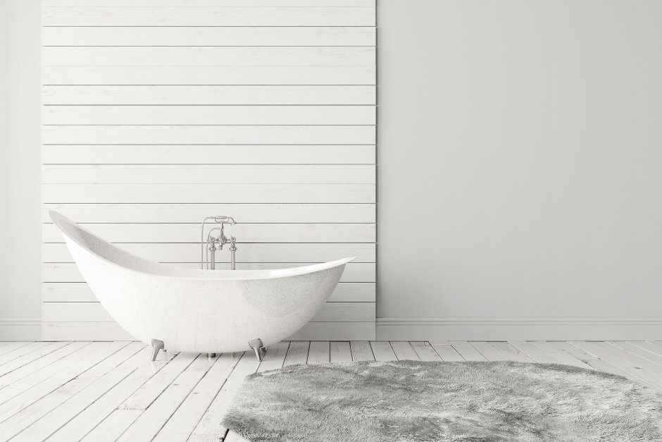 Ванная комната белая плитка и дерево