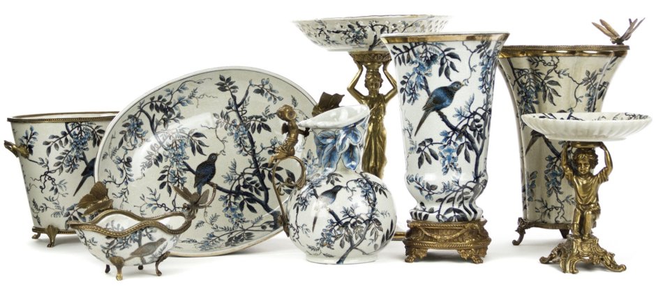 Гласар фарфор с бронзой