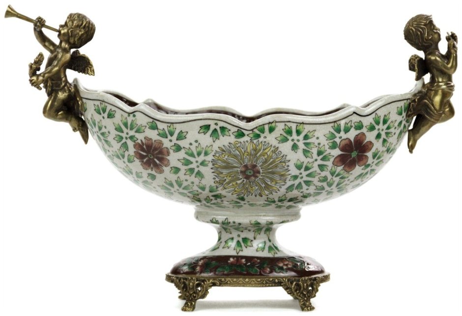 Ваза фруктовница фарфор бронза Китай