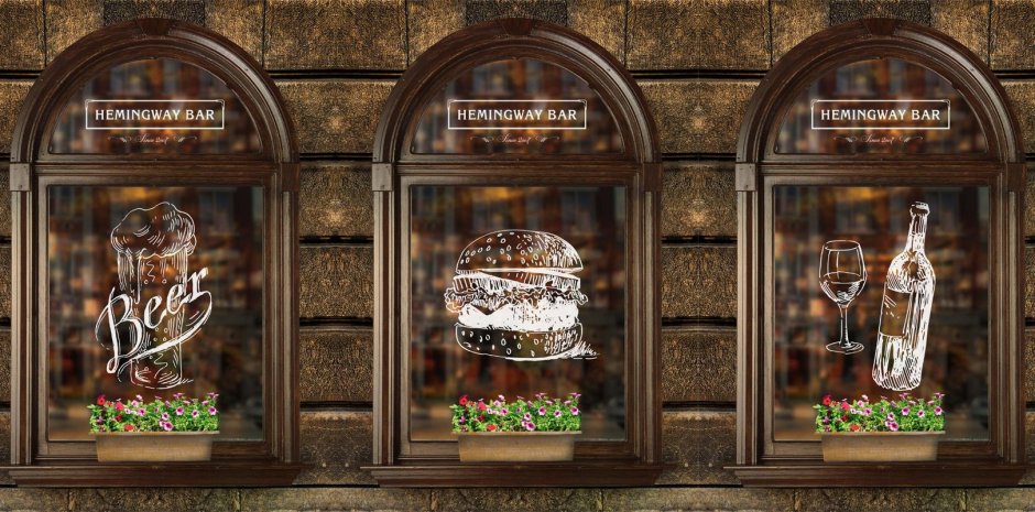 Рекламные наклейки на окна