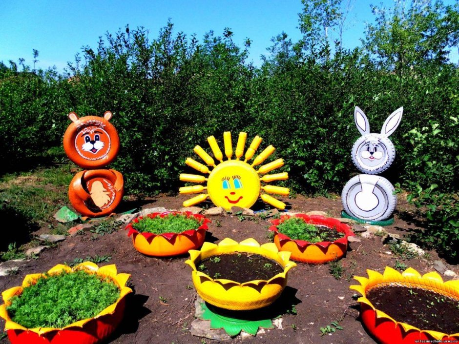 Оформление клумбы в детском саду