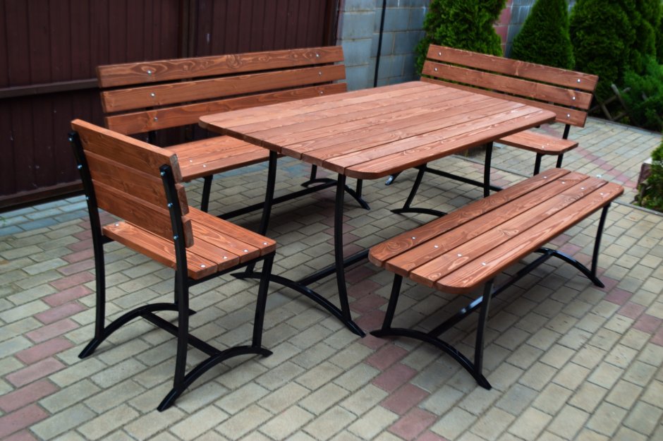 Садовые столы и скамейки из металла