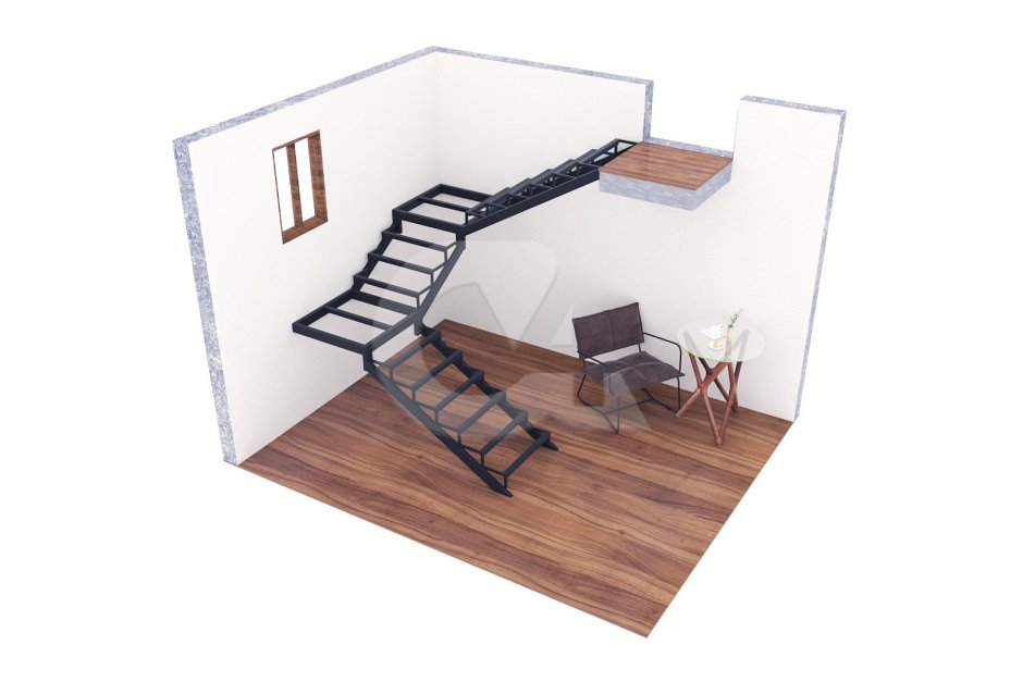 Лестница с двумя площадками