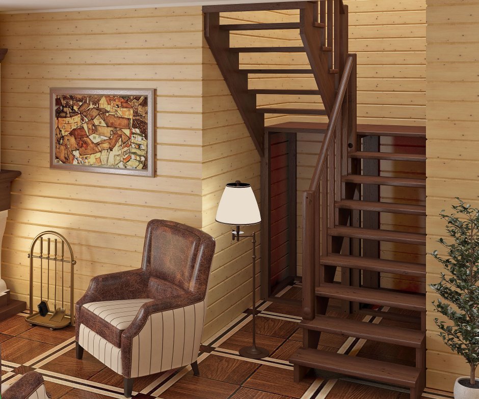 Лестница из сосны к-004м