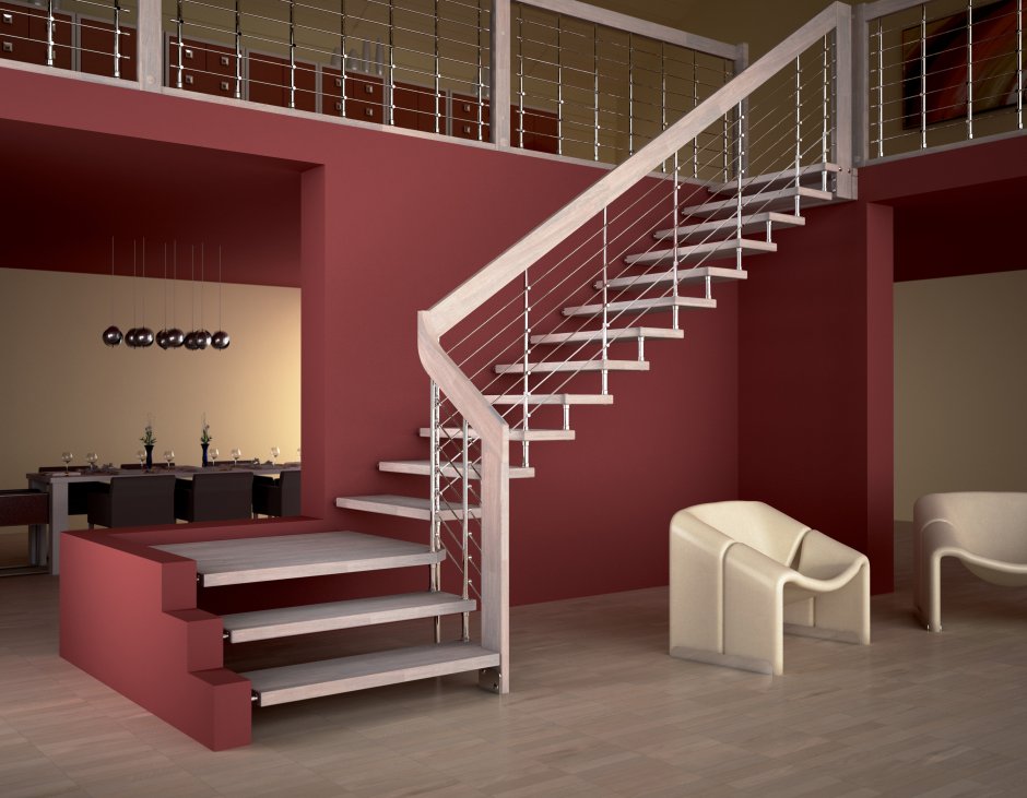 Двухмаршевая г образная лестница