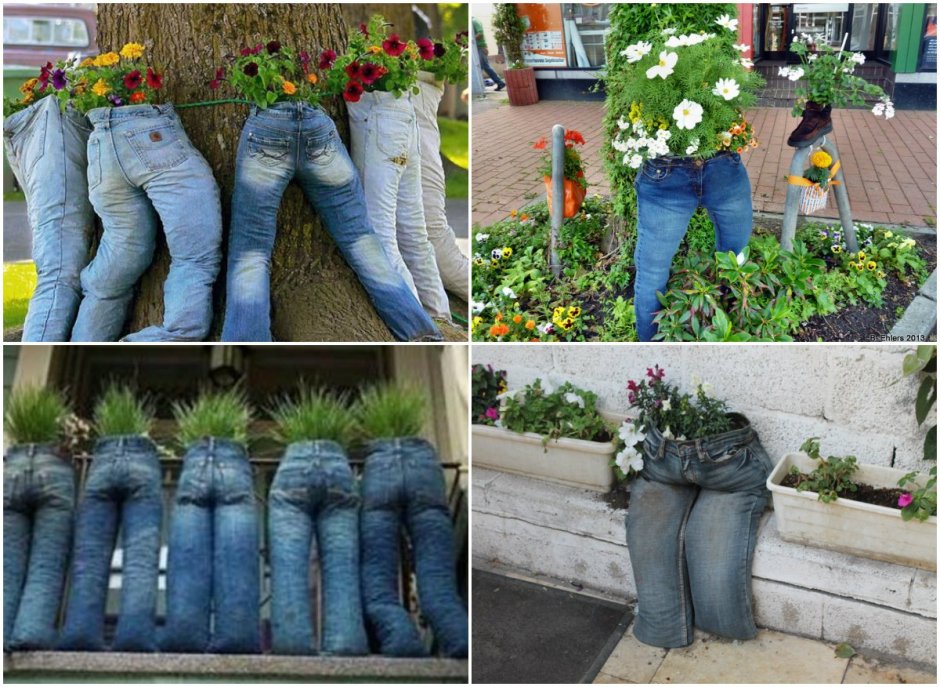Клумба из джинс