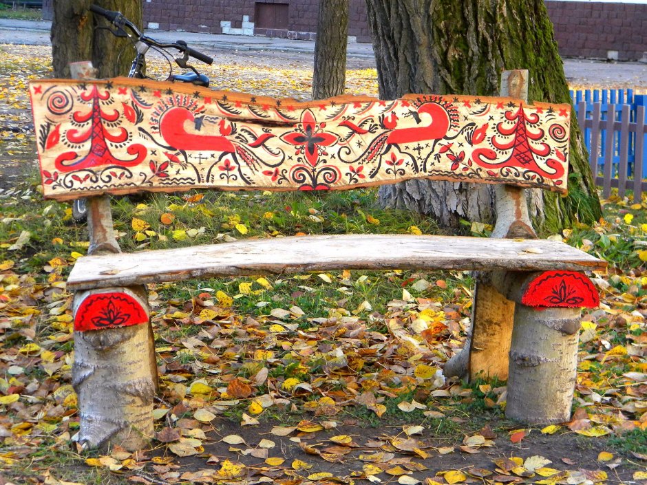 Лавочка из бревна