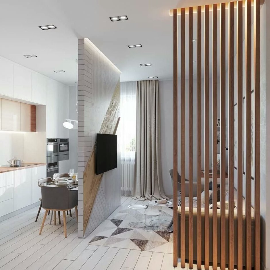 Перегородка из брусков для зонирования