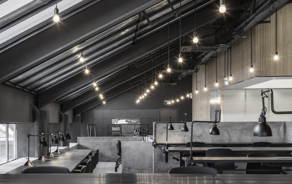 Освещение в офисе лофт