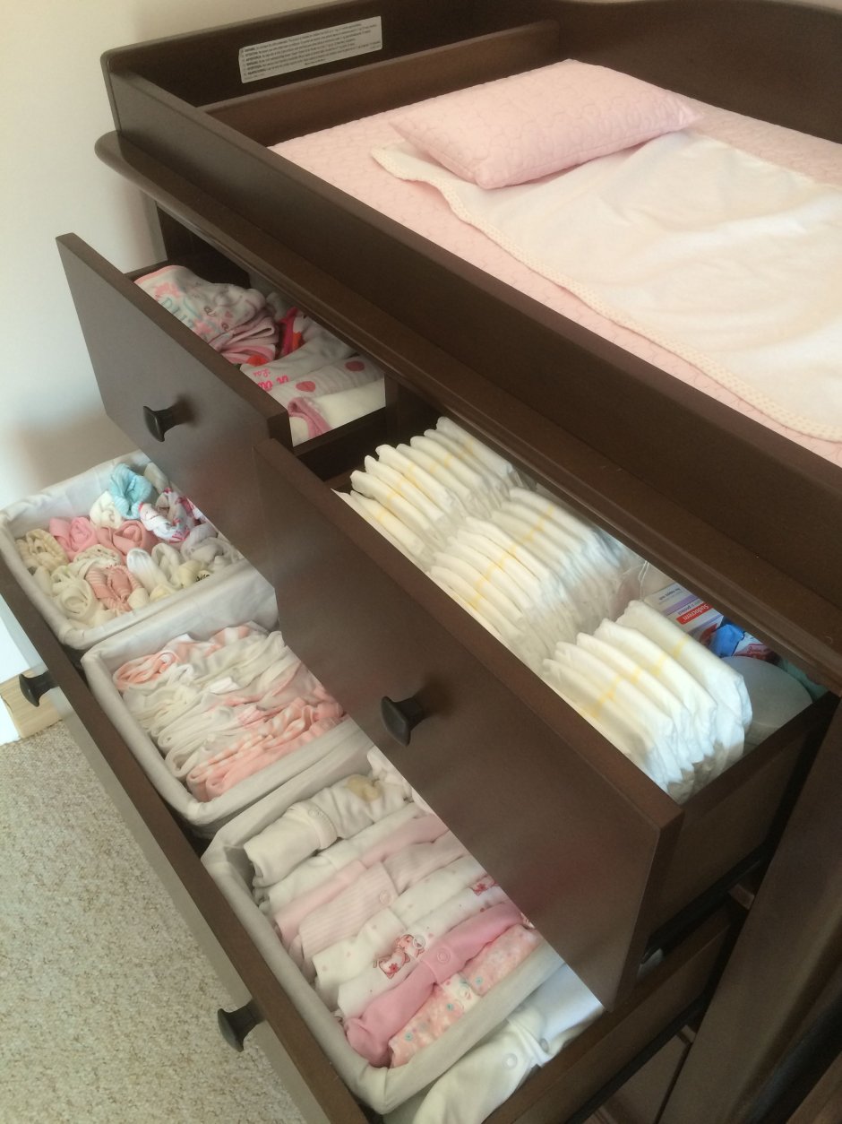 Организация детских вещей в комоде