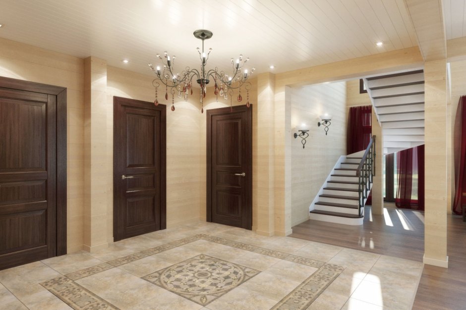 Интерьер двухэтажного дома с лестницей