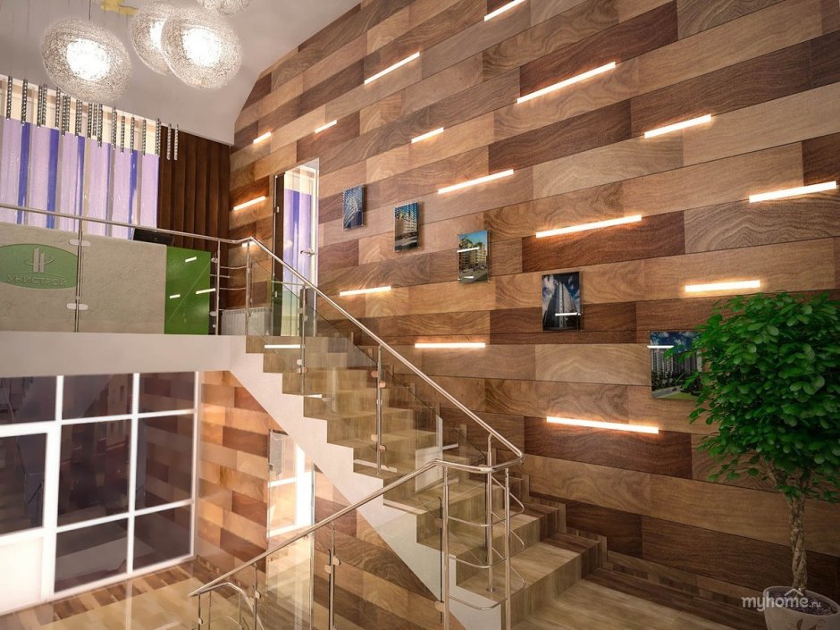 Камень в интерьере лестницы