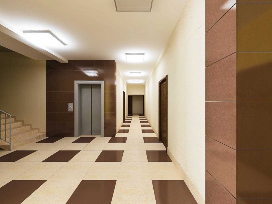 Лестница из плитки в частном доме