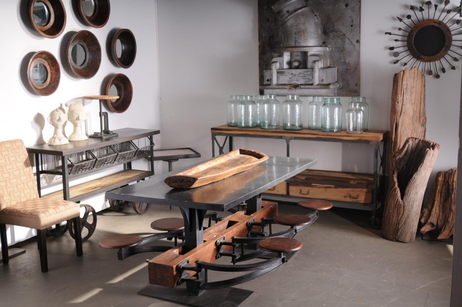 Бархатная мебель в интерьере лофт