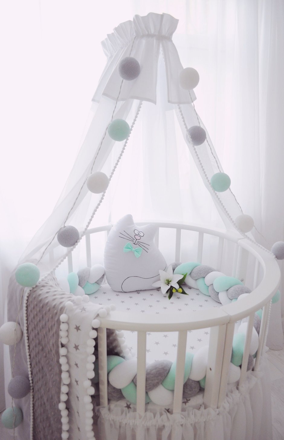 Бортики для круглой кровати для новорожденных