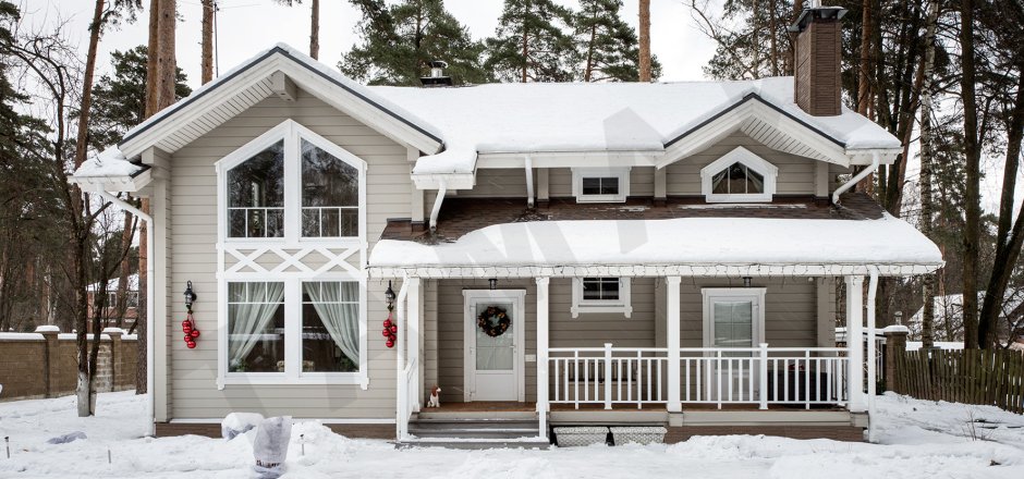 Белый дом из клееного бруса