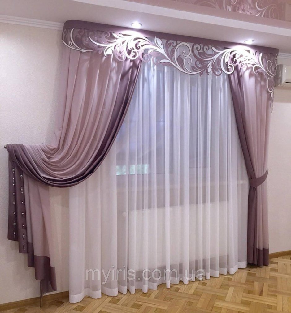 Тюль поверх штор для зала