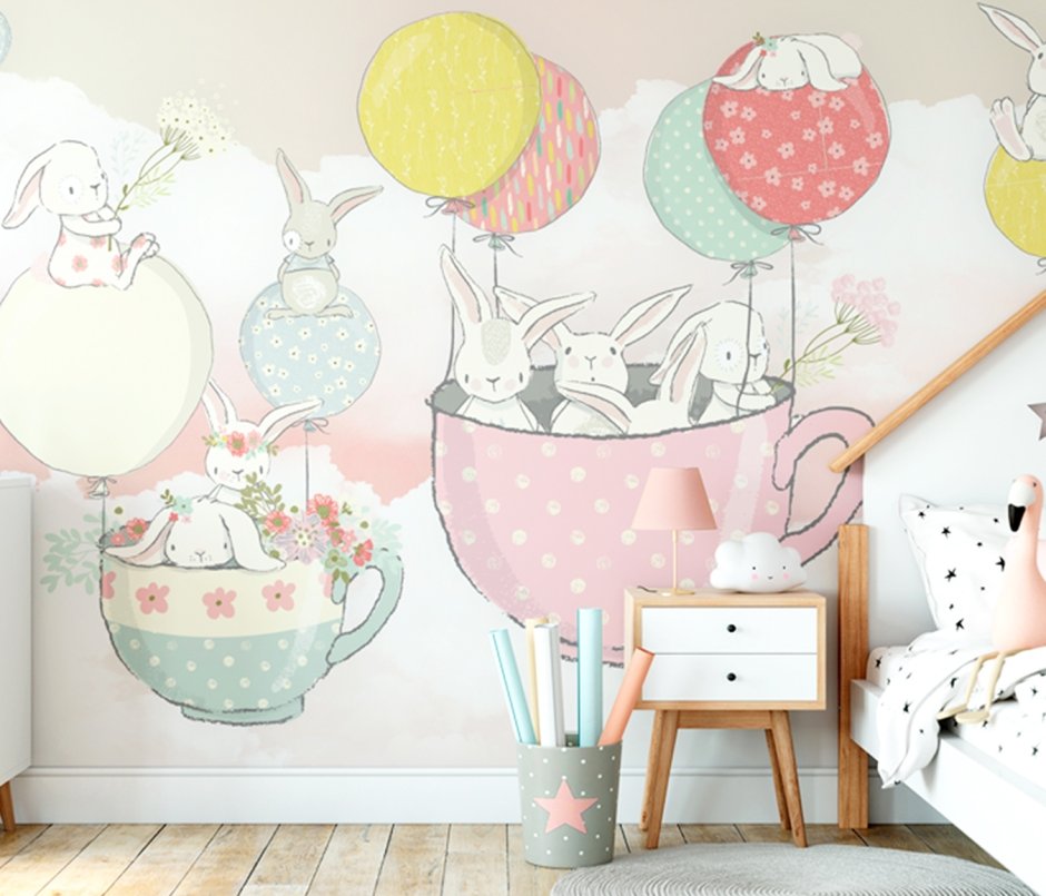 Детские обои с зайчиками