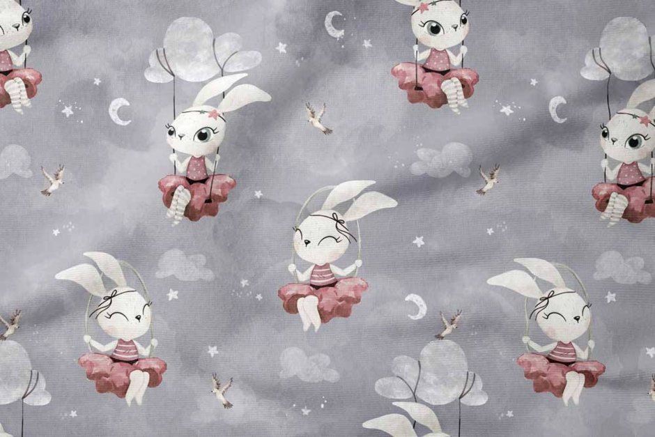 Ткань зайчики серые