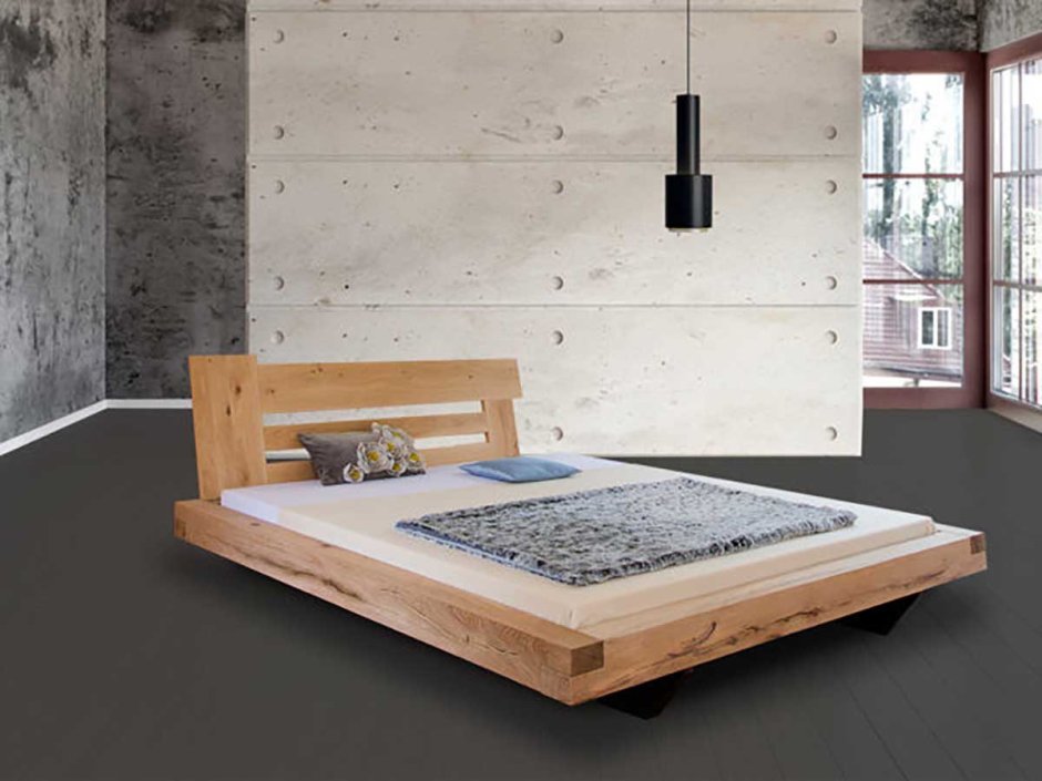 Кровать из слэба дерева лофт